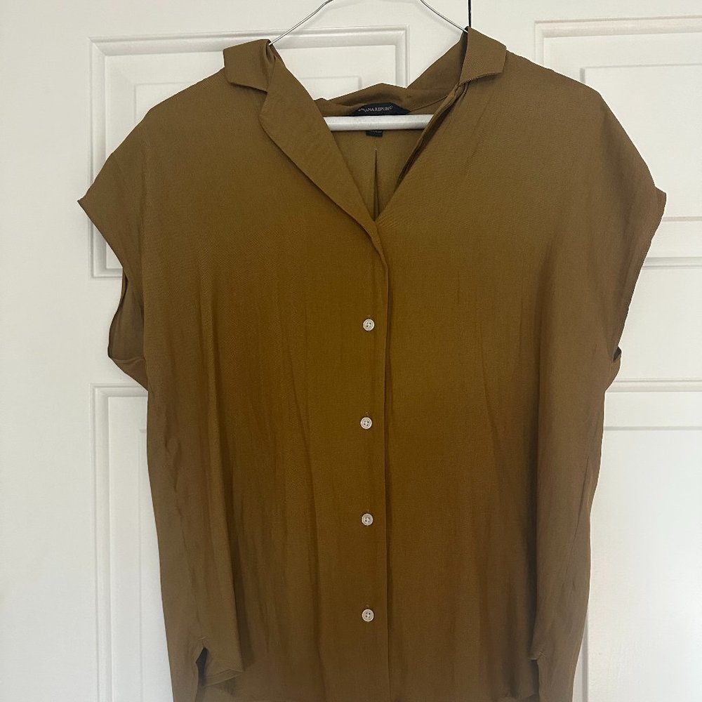 Short-Sleeve Mustard Button Down